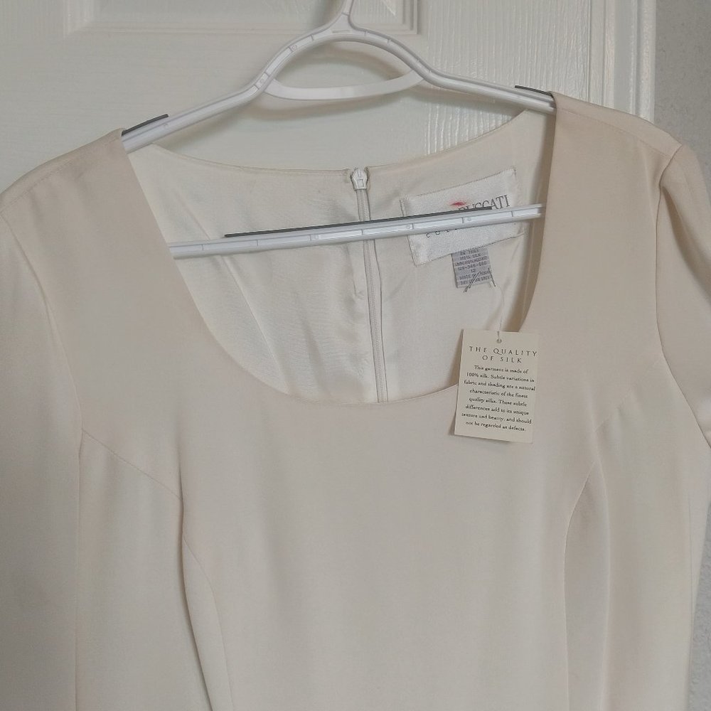 Beach Wedding? | GORGEOUS & SIMPLE | CHAMPAGNE SILK | NWT | 10 | Long Sleeve - Picture 2 of 7